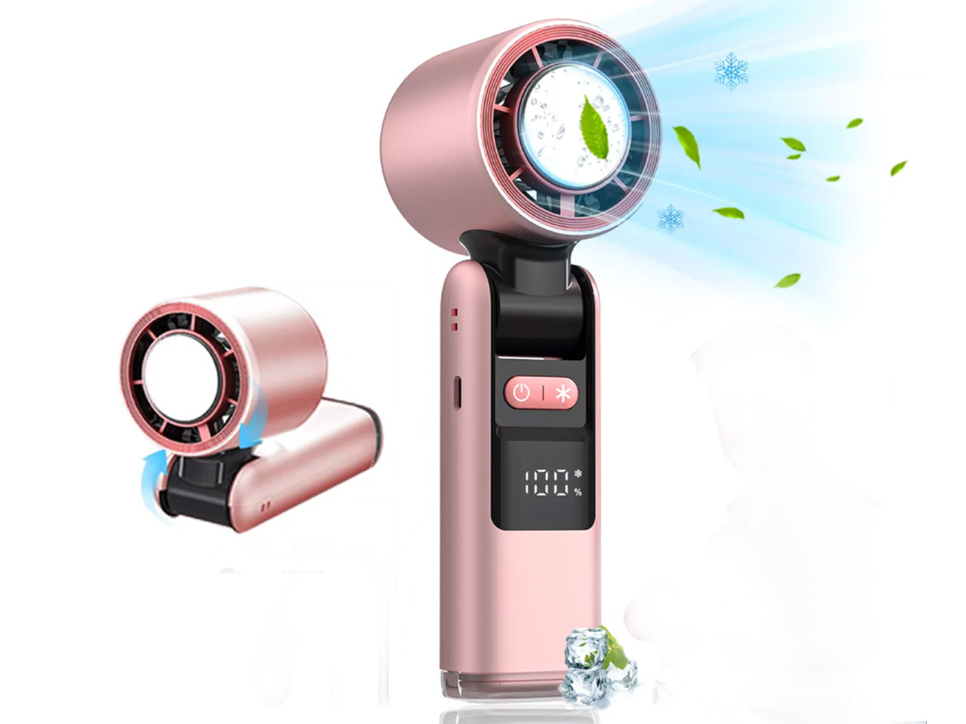 100 Speeds Digital Display Cold Compress Cooling Fan USB Fan with Lanyard
