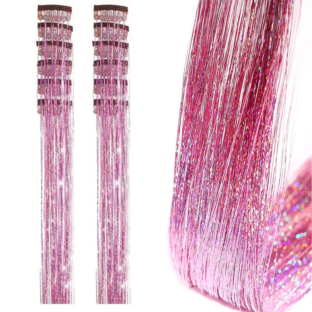 12-Piece Hair Tinsel Clip Kit for Sparkling Hair Extensions