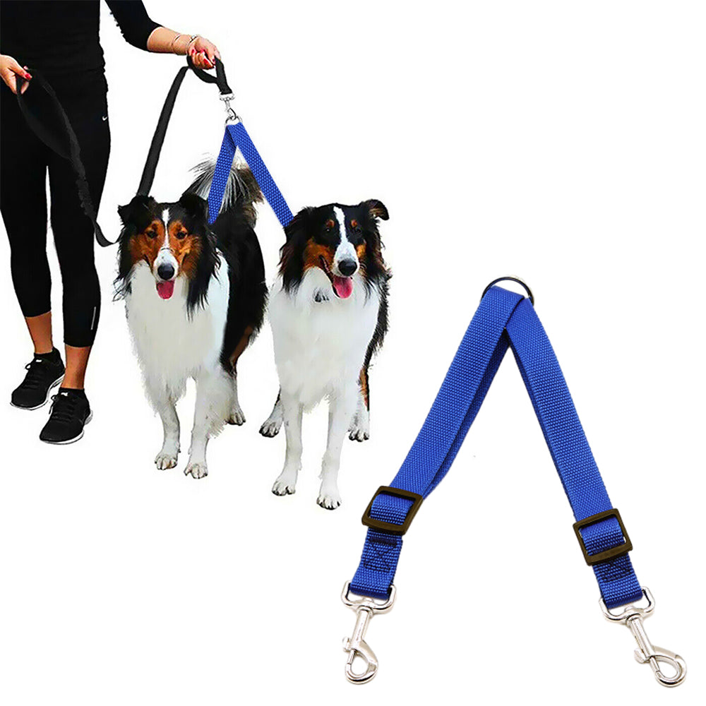 Dual Dog Leash with One Lead Coupler Nylon Harness