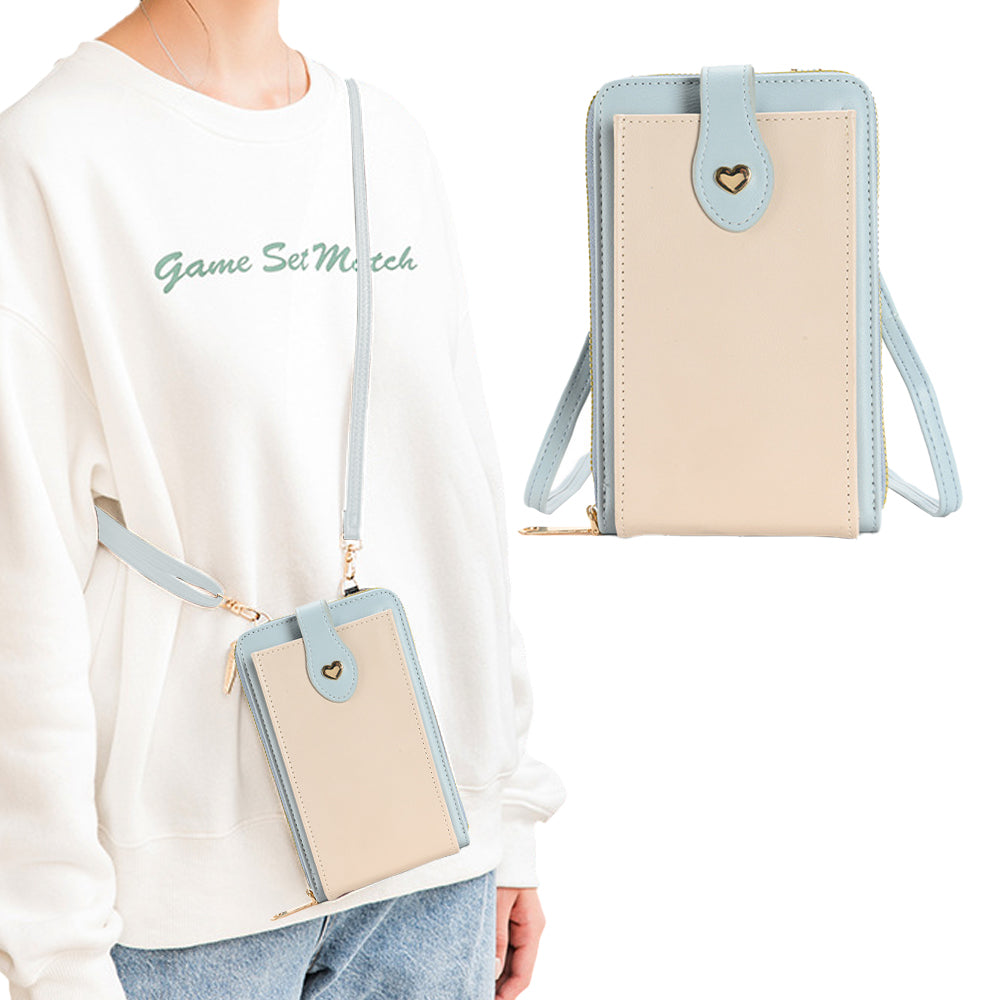 PU Leather Small Crossbody Bag Cell Phone Purse with Belt Buckle