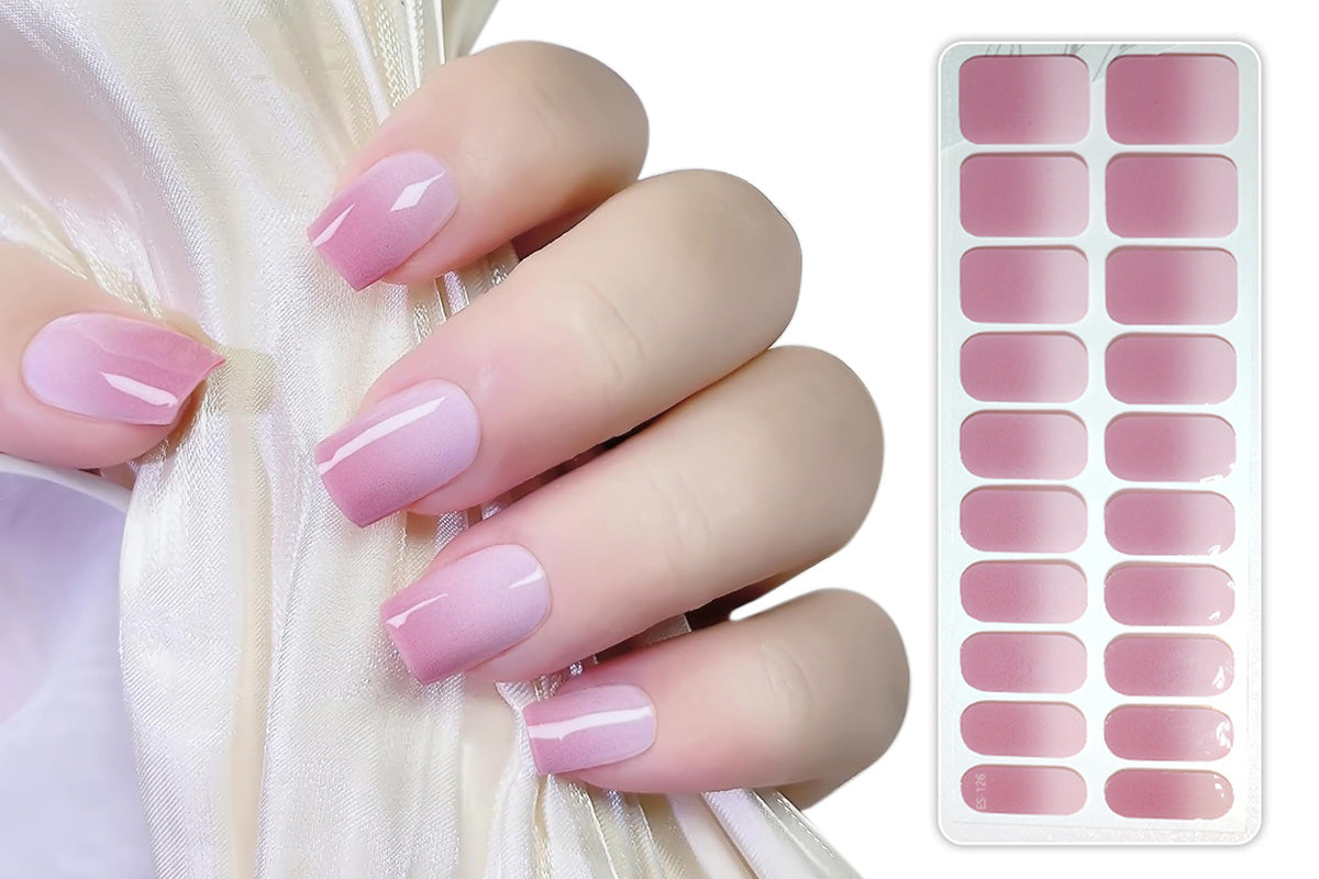 5 Set Semi Cured Gel Nail Wraps Gradient Jelly Nail Wraps UV Curable Self-Adhesive Nail Stickers DIY Nail Art