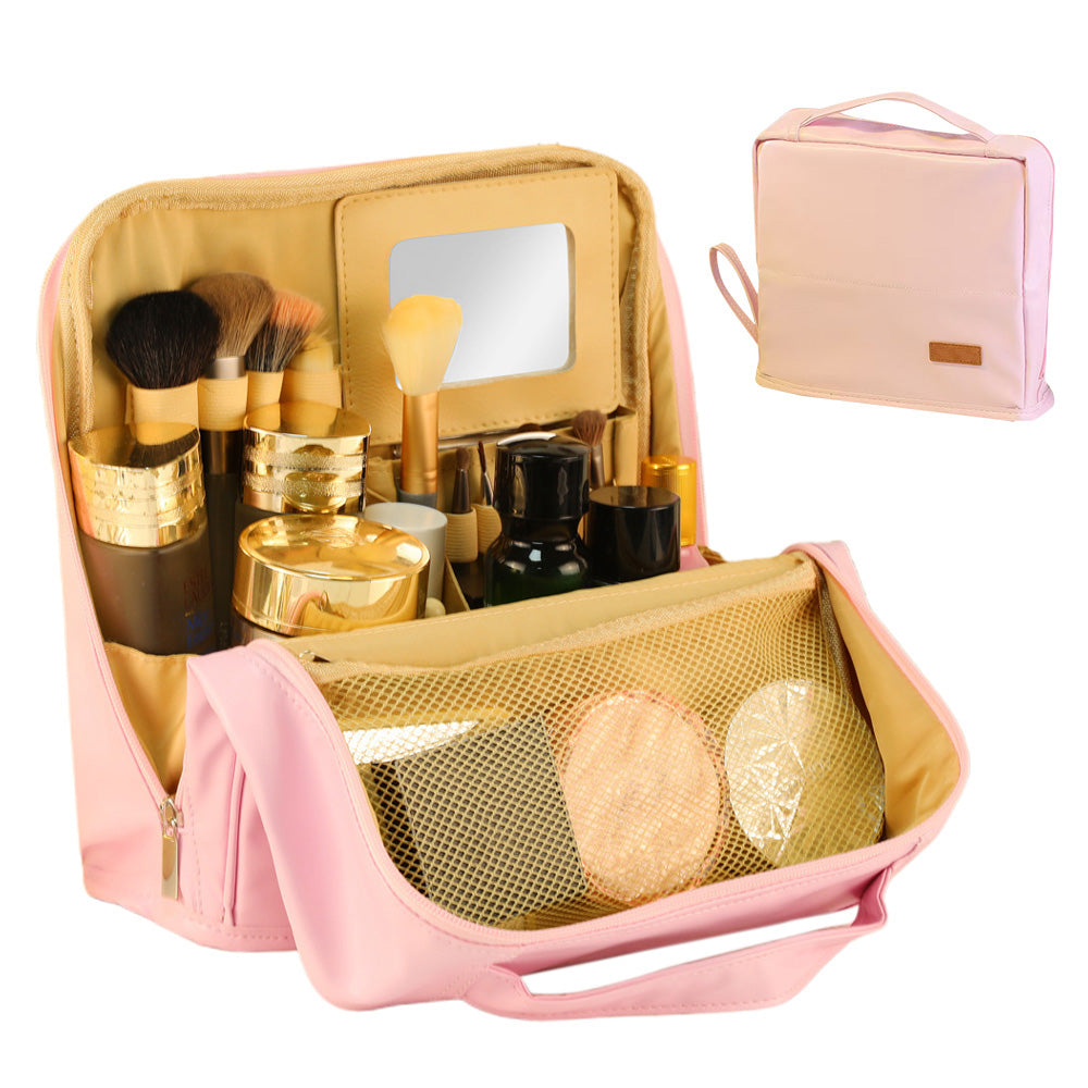 Large Capacity Standing Makeup Bag Travel Makeup Organizer Cosmetic Bag