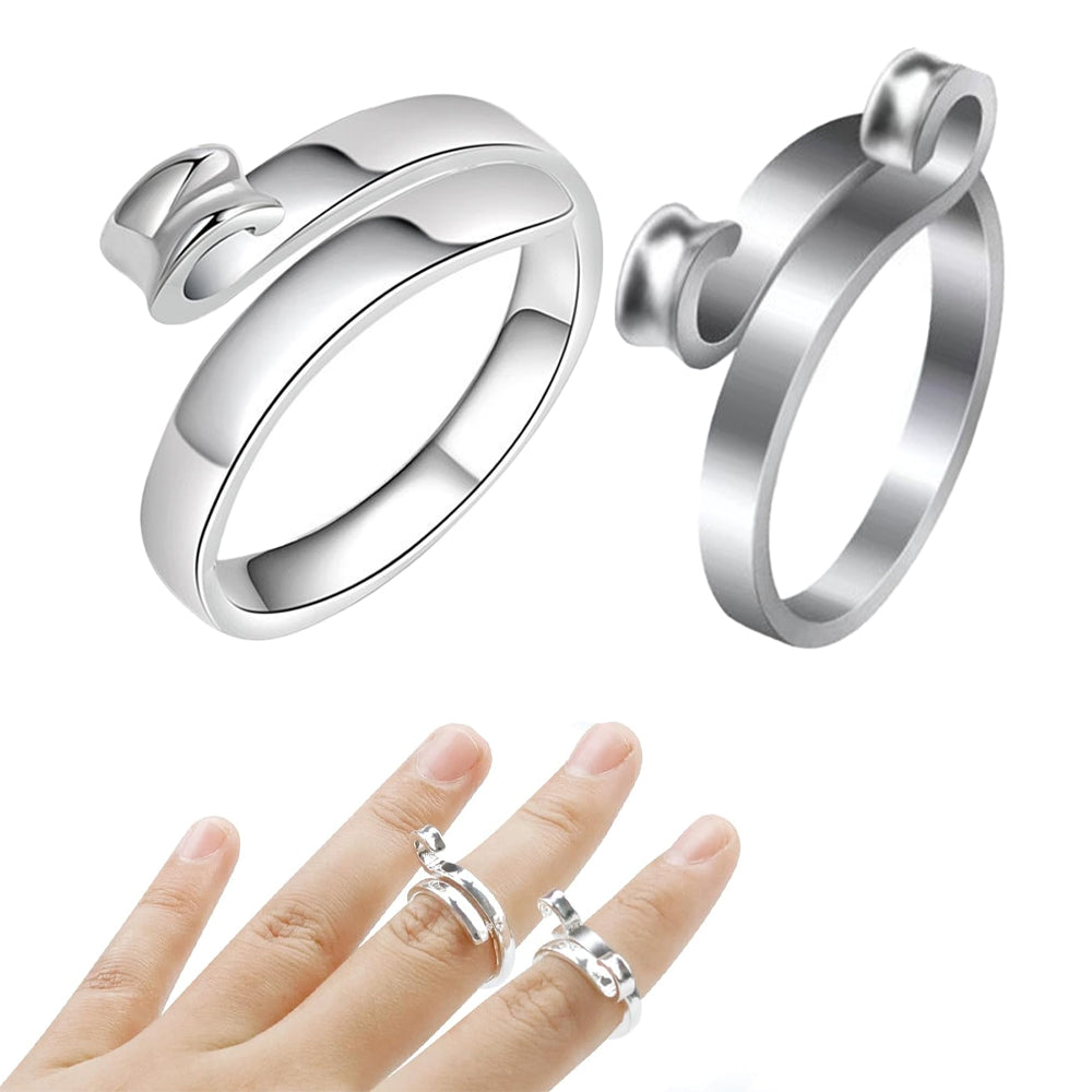 2Pcs  Adjustable Knitting Crochet Loop Ring Open Yarn Guide Crochet Ring-Silver