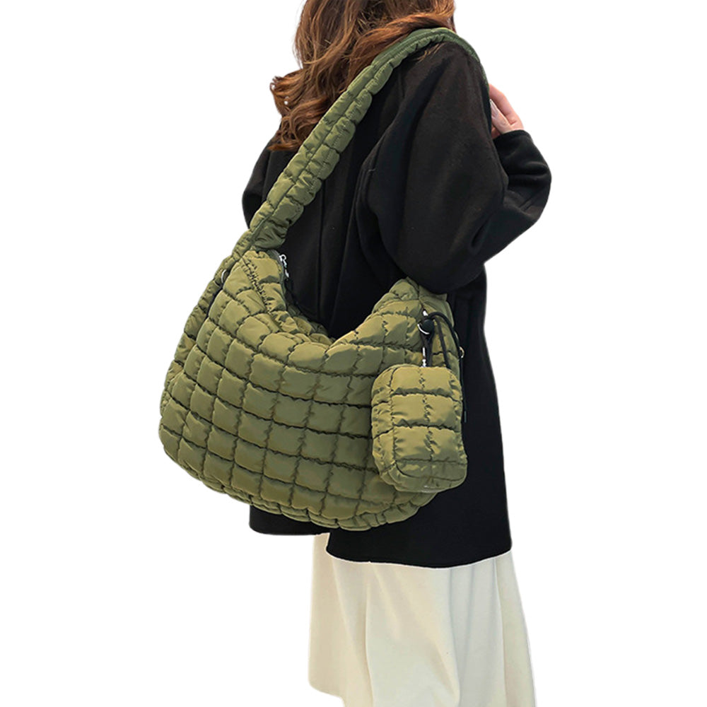 Puffer Tote Bag Quilted Puffy Crossbody Carryall Handbag