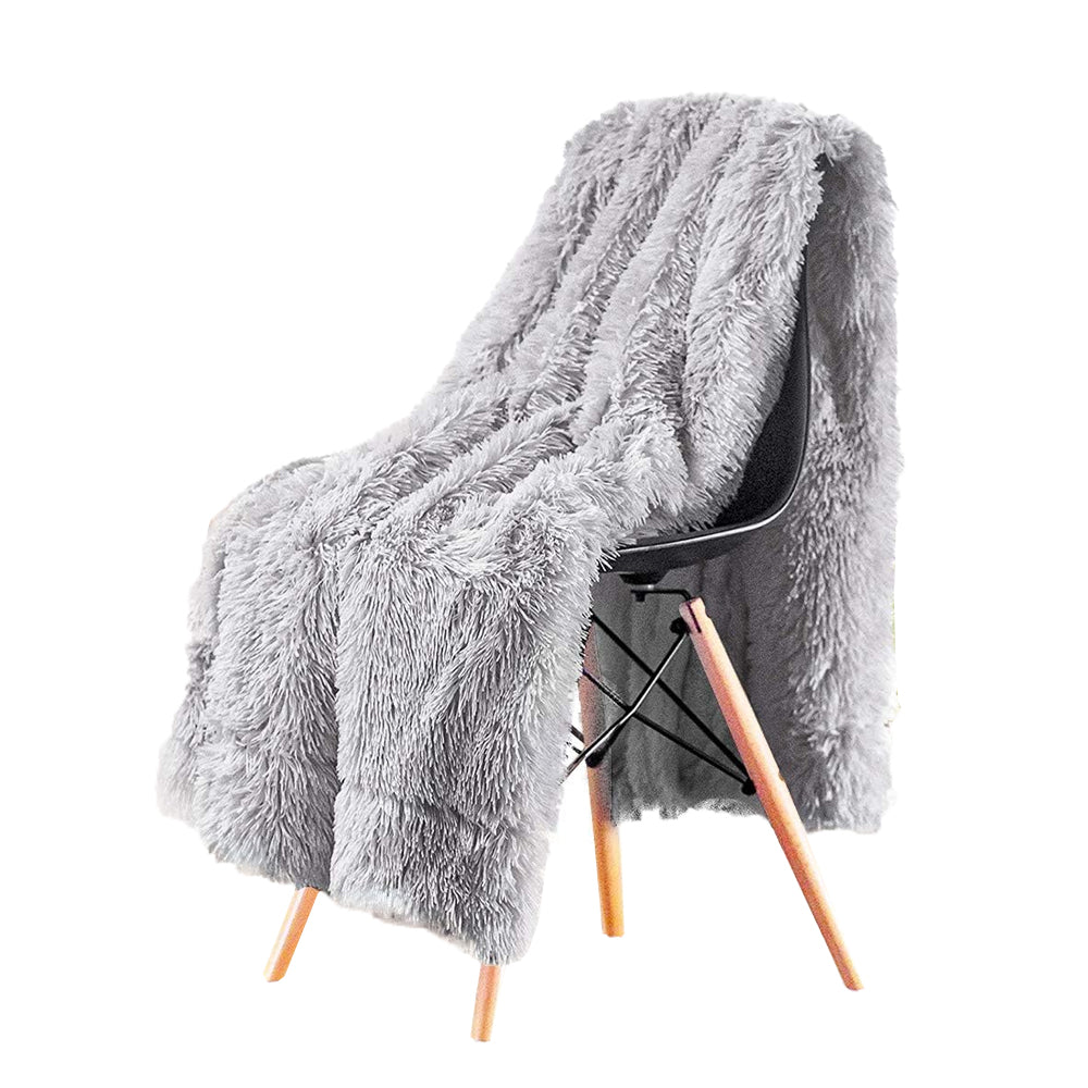 Solid Double-Sided Fuzzy Shaggy Blanket
