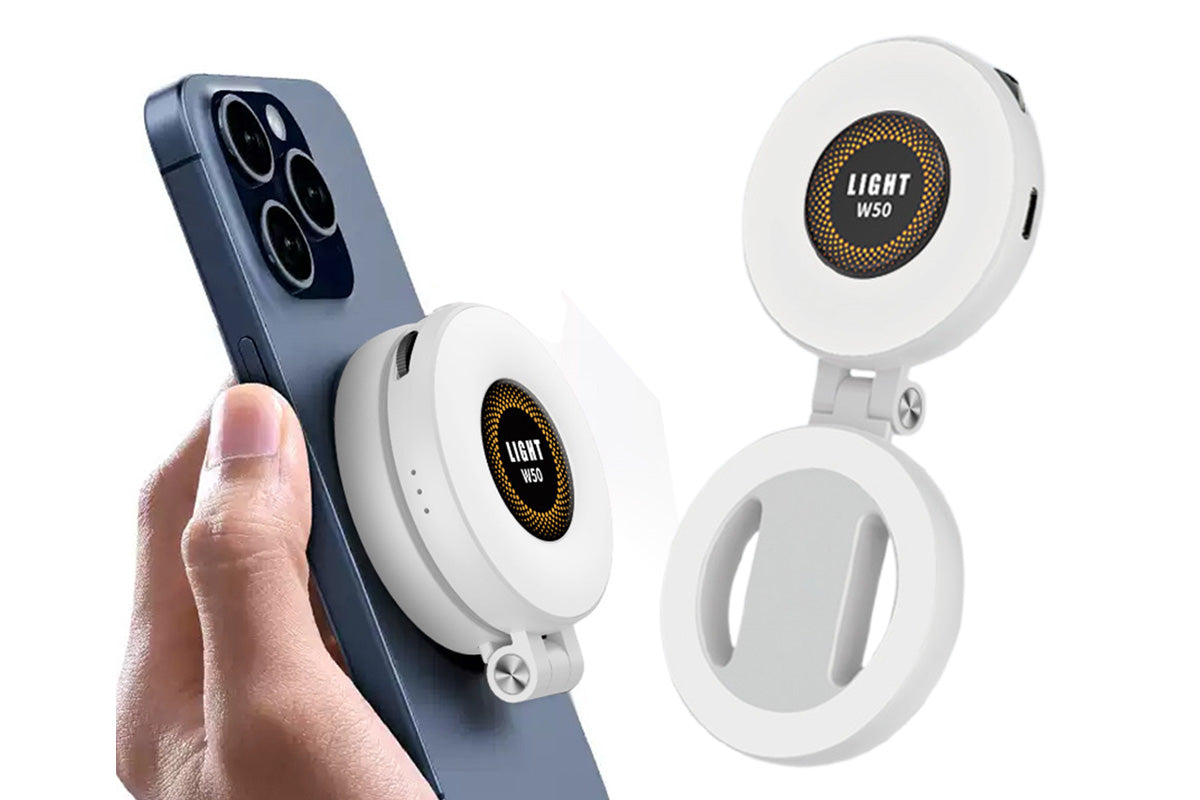 2Pcs Magnetic Phone Ring Light 3 Color Dimmable Fill Light Rechargeable Selfie Light