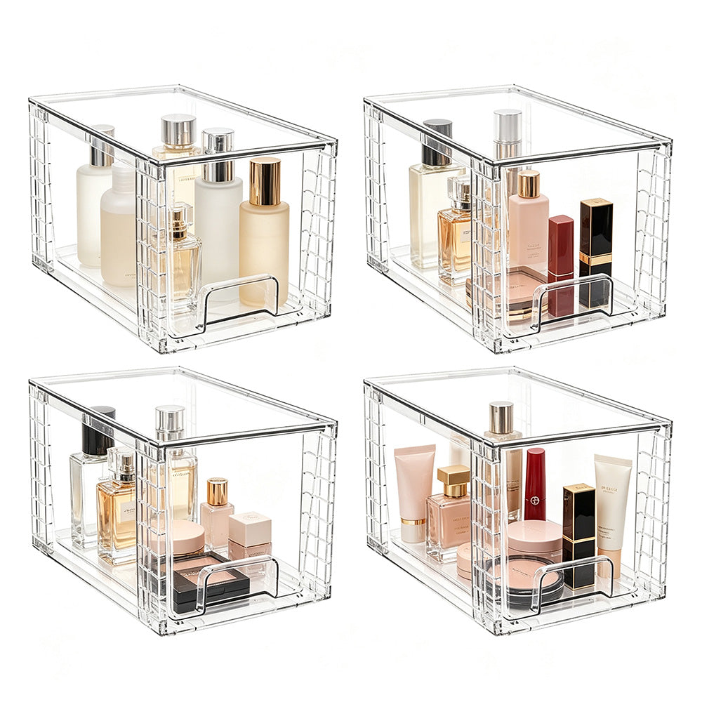 Stackable Clear Makeup Organizer Drawer for Skincare Storage
