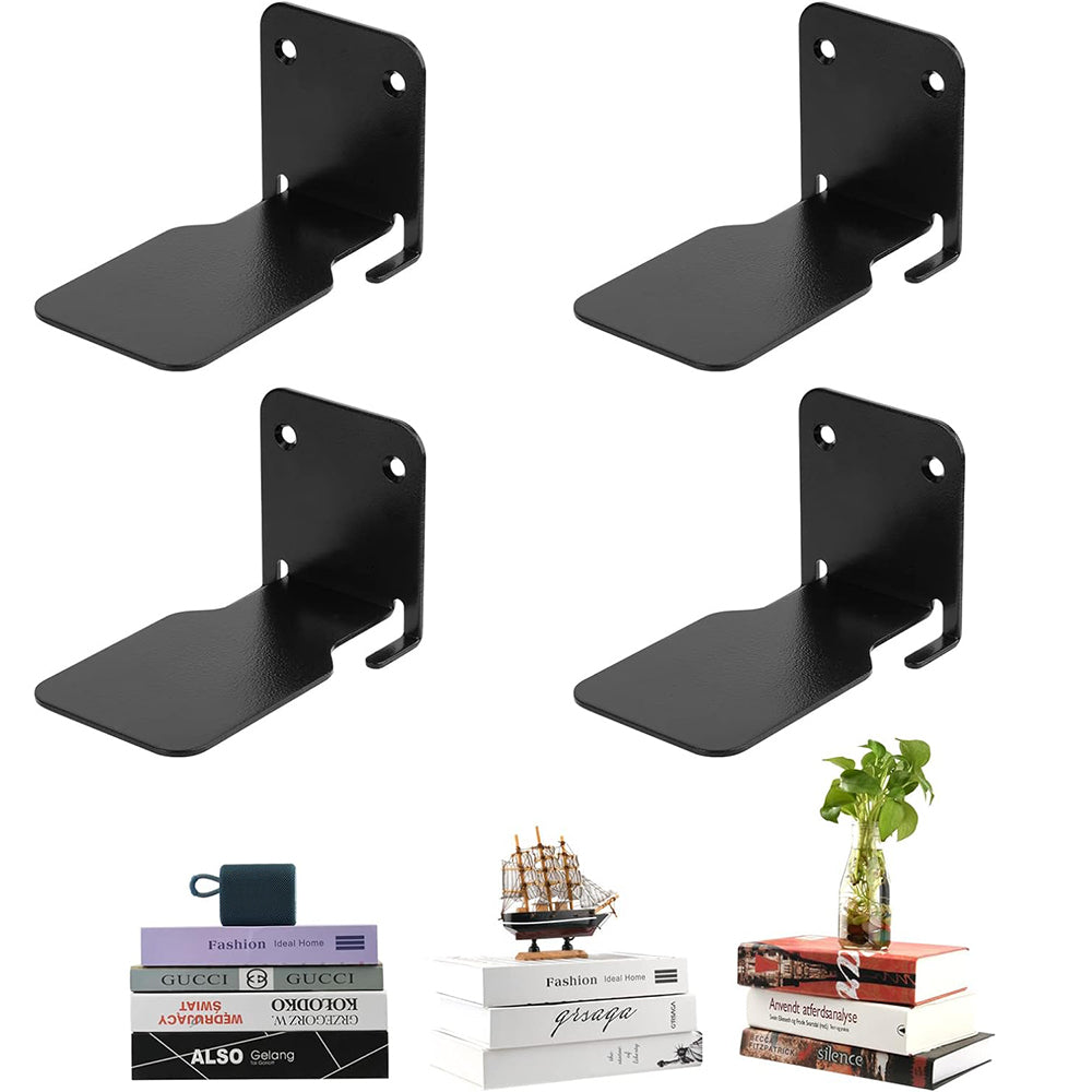 4Pcs Invisible Floating Bookshelf Brackets Wall Mounted Shelving Book