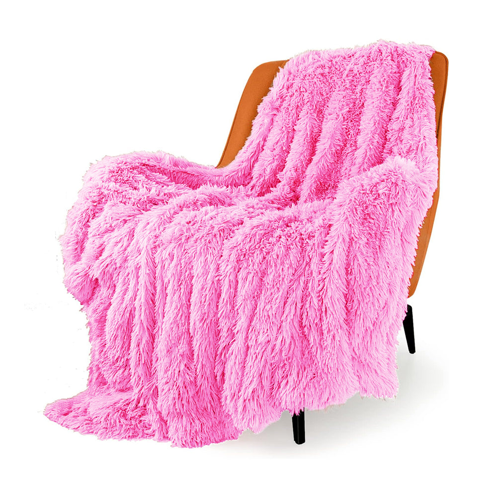 Solid Double-Sided Fuzzy Shaggy Blanket