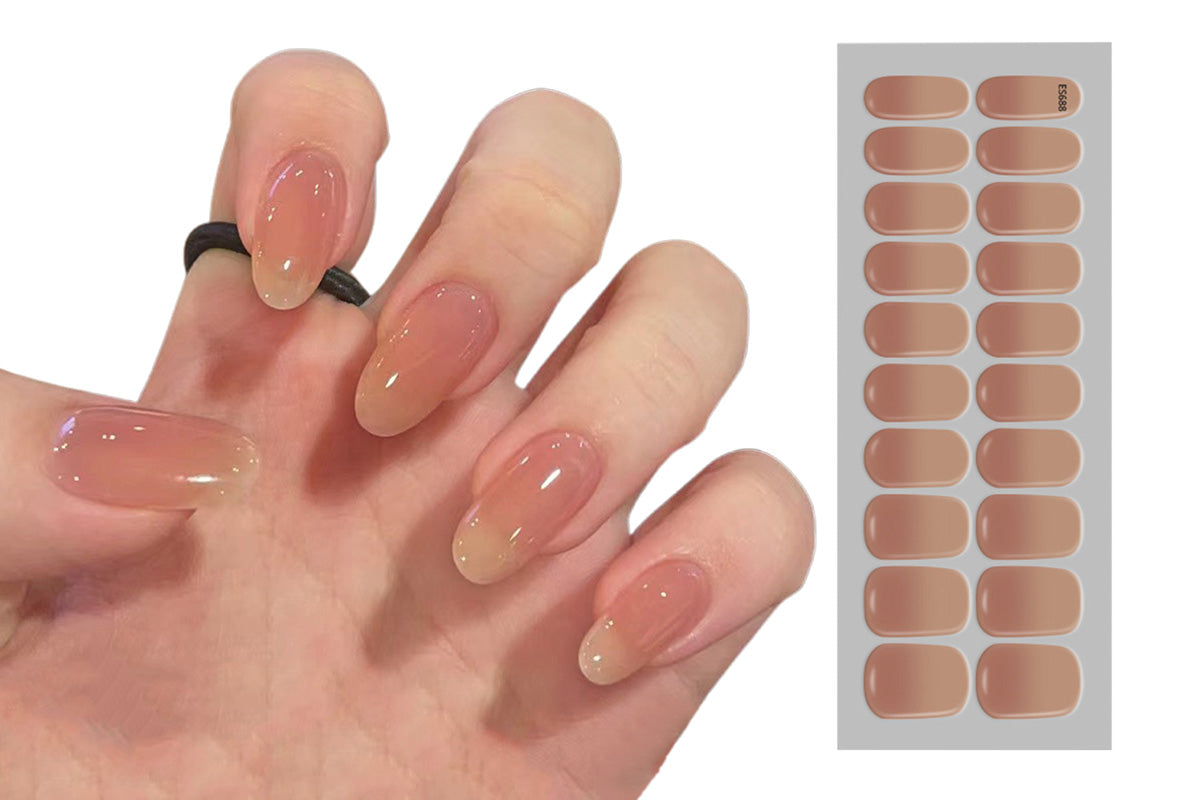 5 Set Semi Cured Gel Nail Wraps Gradient Jelly Nail Wraps UV Curable Self-Adhesive Nail Stickers DIY Nail Art