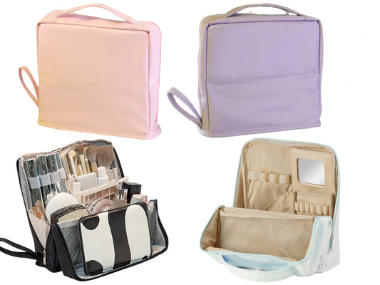 Large Capacity Standing Makeup Bag Travel Makeup Organizer Cosmetic Bag