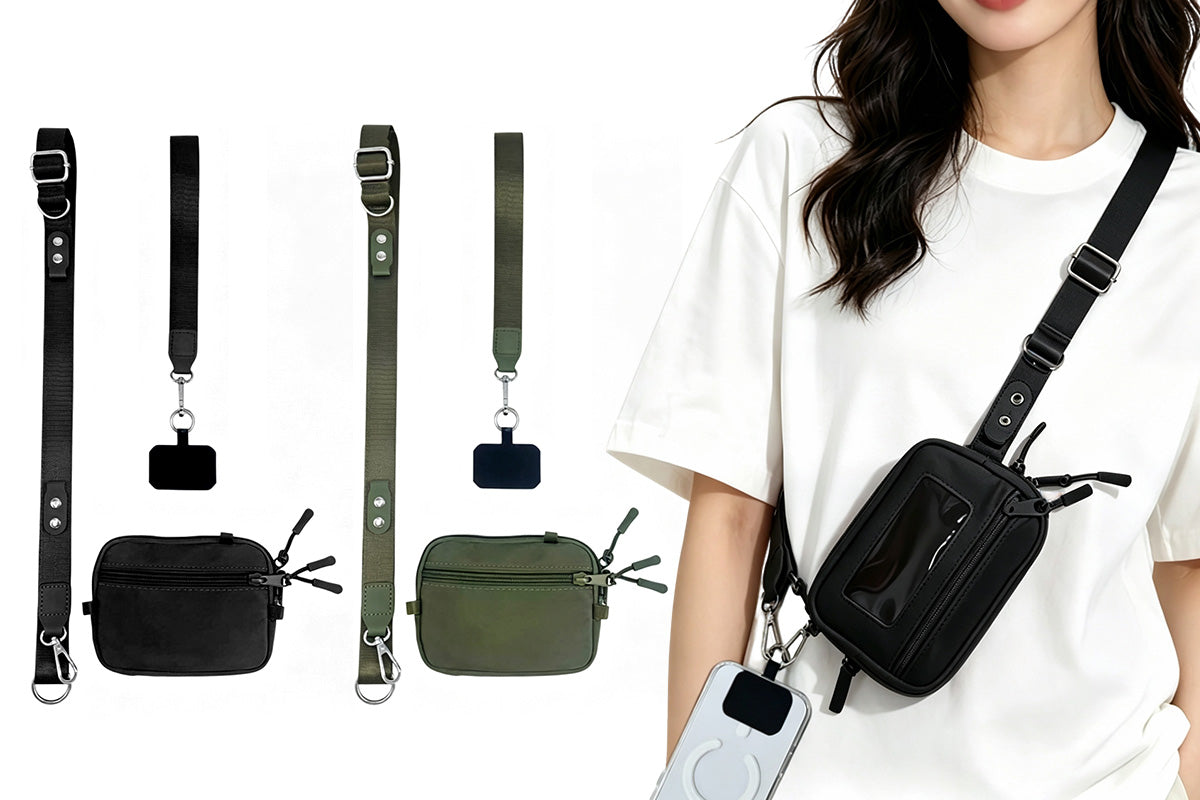 2-in-1 Phone Crossbody Strap Clear Window Card Wallet Pouch Travel Adjustable Shoulder Strap Bag