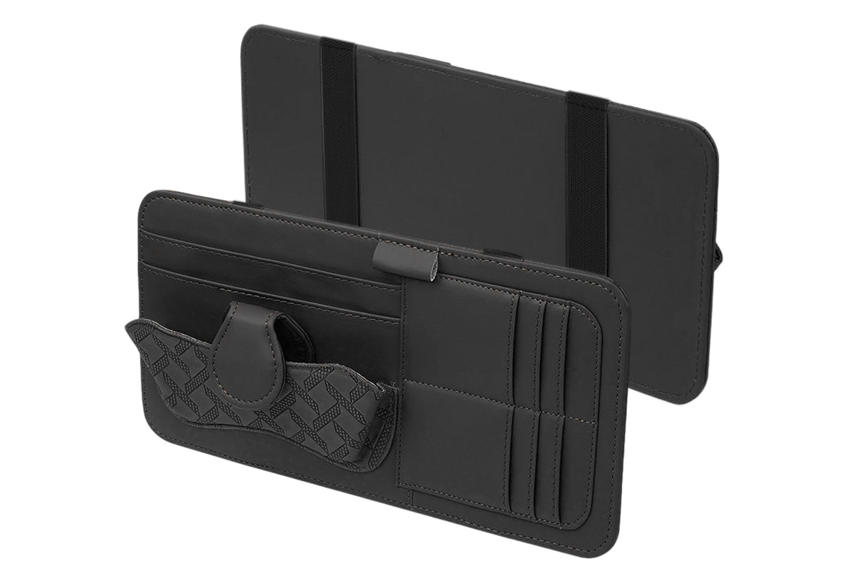 Car Sun Visor Organizer with Card Slots Sunglasses Holder Auto Interior Accessories Storage Holder with Tickets Slots