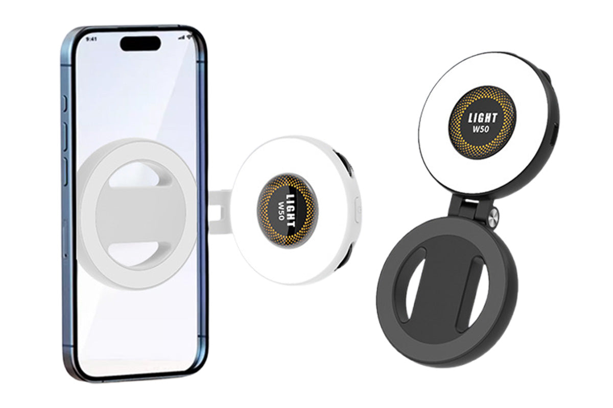 2Pcs Magnetic Phone Ring Light 3 Color Dimmable Fill Light Rechargeable Selfie Light