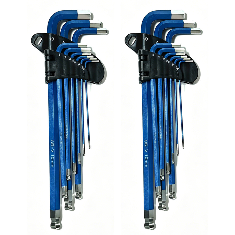 2X9Pcs Long Arm Ball End Hex Key Set with CRV Steel for Car and Motorcycle Repair