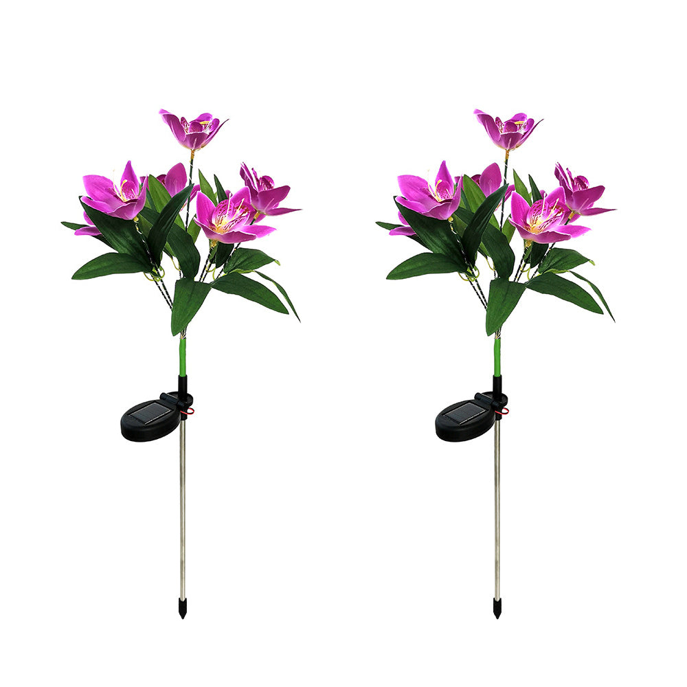 2Pcs 7 Head Solar Orchid Lamp