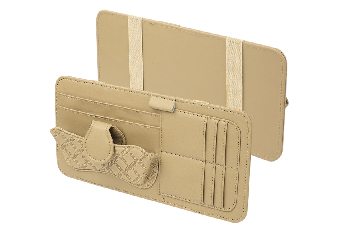 Car Sun Visor Organizer with Card Slots Sunglasses Holder Auto Interior Accessories Storage Holder with Tickets Slots