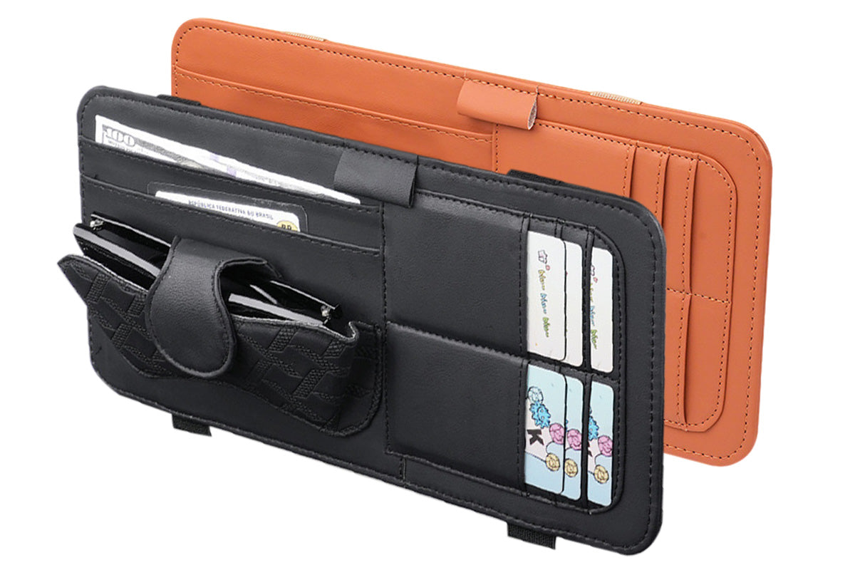 Car Sun Visor Organizer with Card Slots Sunglasses Holder Auto Interior Accessories Storage Holder with Tickets Slots