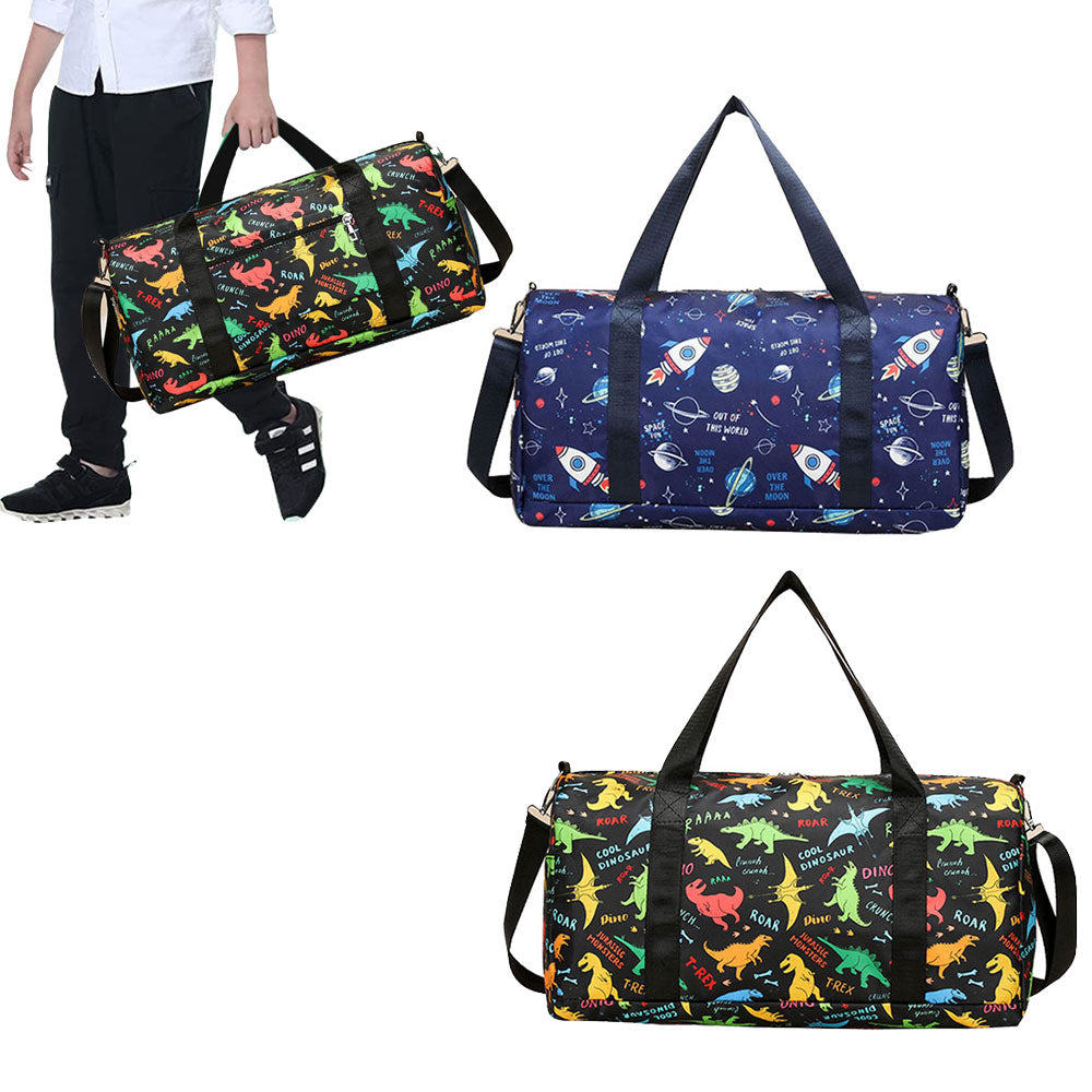 Kids Duffle Bag Water Resistant Travel Overnight Weekend Bag with Shoe Compartment