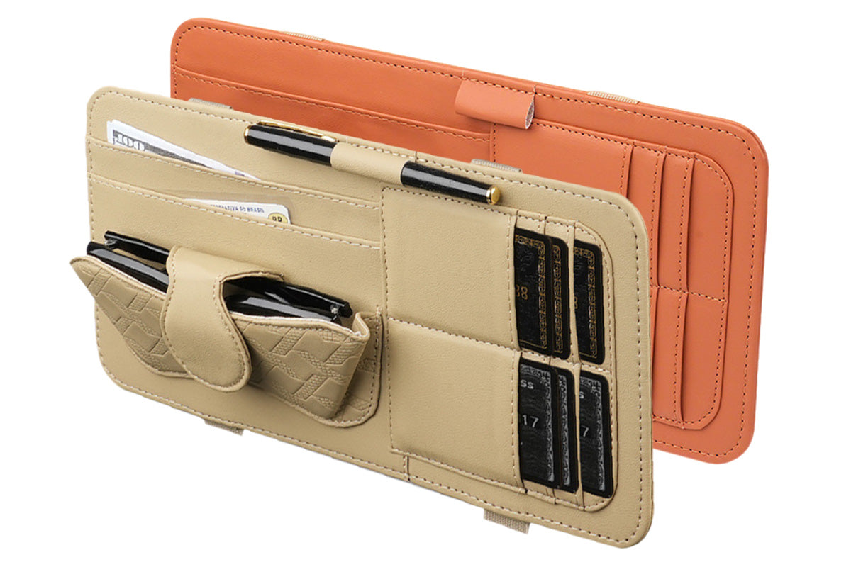 Car Sun Visor Organizer with Card Slots Sunglasses Holder Auto Interior Accessories Storage Holder with Tickets Slots
