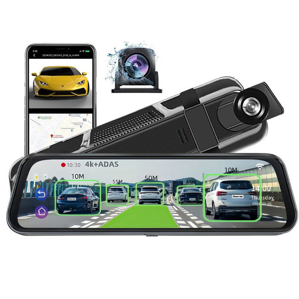4K 10 Inch Dual Cam Car Rear Mirror View Camera Dash Camera for Car with ADAS
