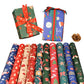 10Pcs Christmas Wrapping Paper Christmas Present Wrap Rolls Cute Traditional Xmas Wrap Paper