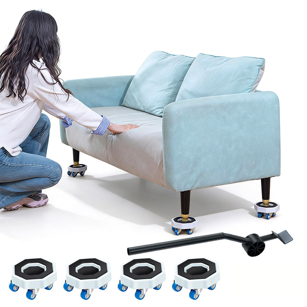 Universal Furniture Mover Wheel Set with Sliding Base & Lifting Rod