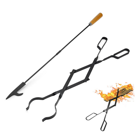 Fireplace Poker and Tongs Tool Set