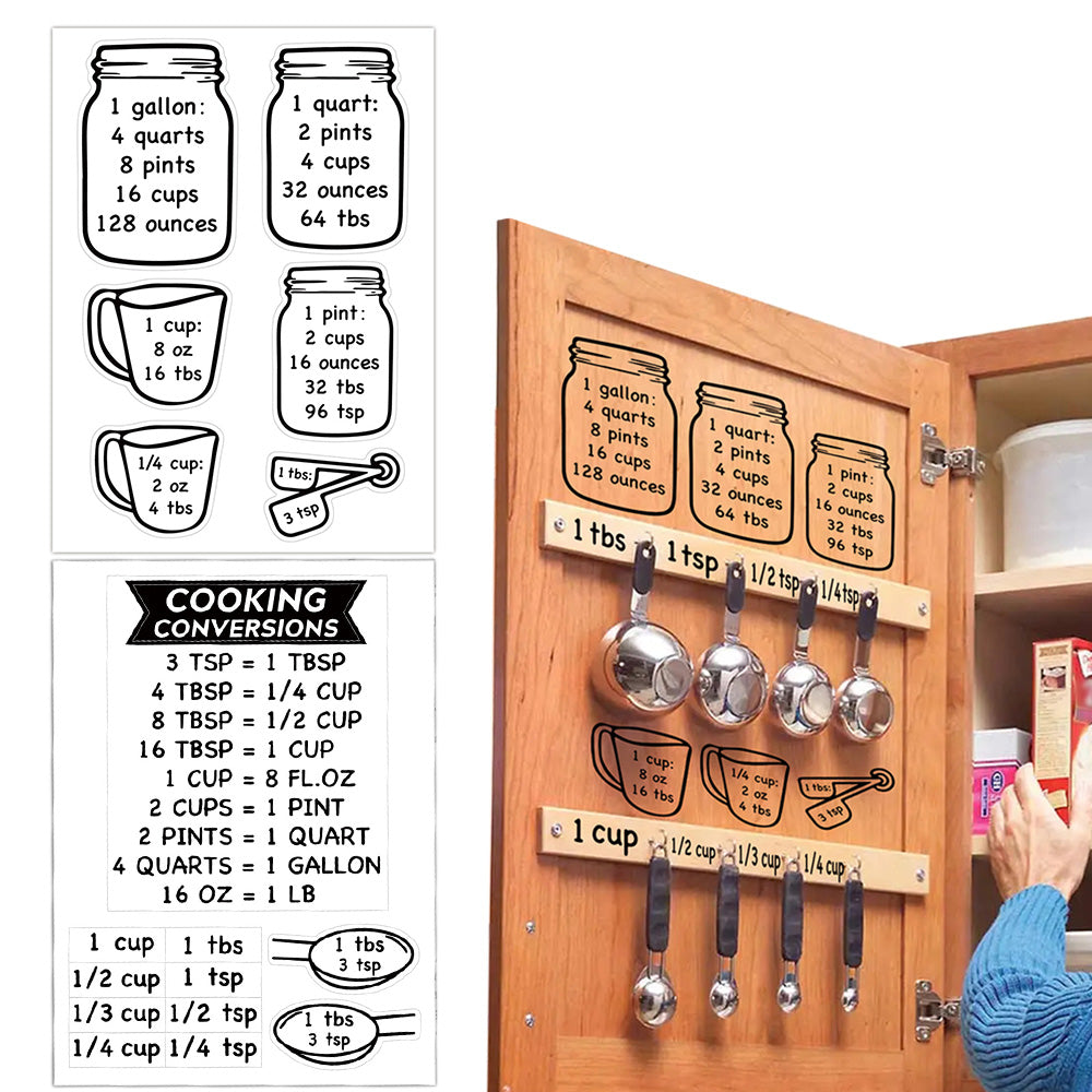 Kitchen Conversion Chart Sticker Set Transparent