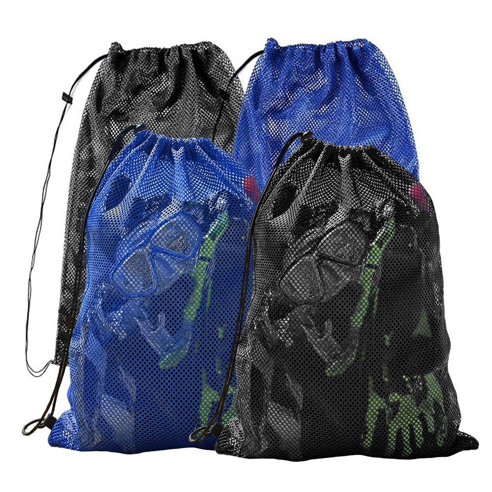 4 Pcs Large Mesh Gear Bag Drawstring Swim Storage Backpack Set