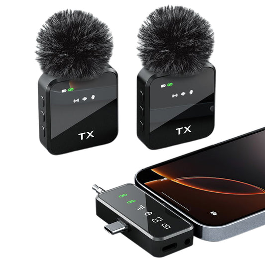 3 in 1 Wireless Lavalier Microphone for iPhone Android Camera