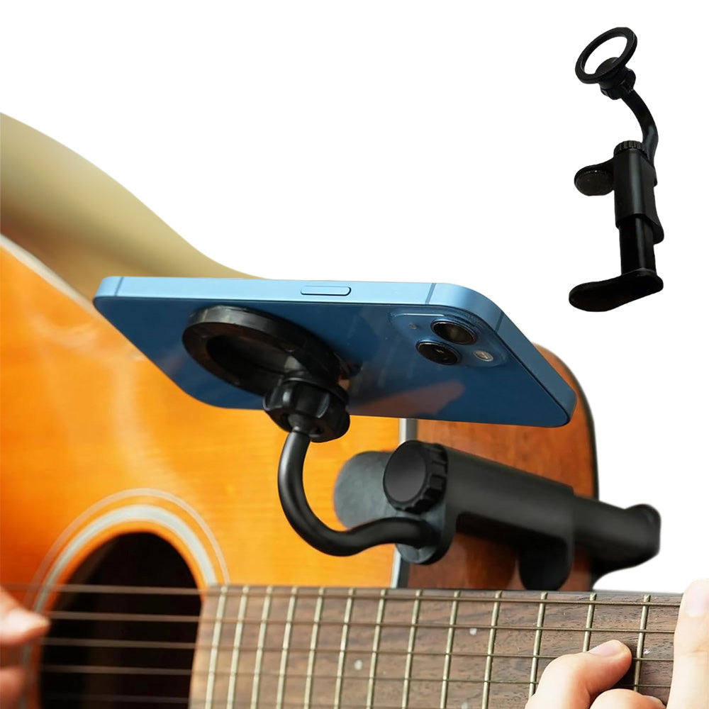 Guitar Phone Holder No Drill Guitar Mobile Phone Bracket With Rotatable Arm