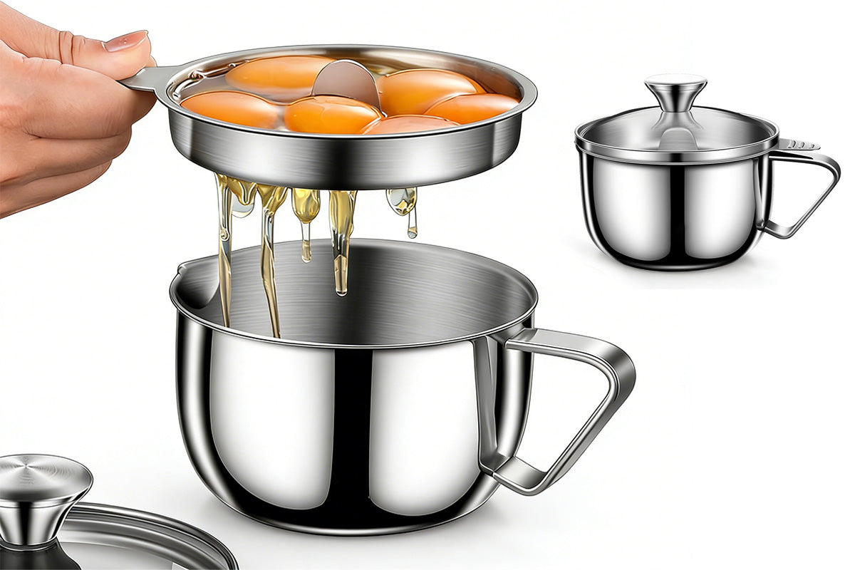 304 Stainless Steel Egg Separator with Glass Lid