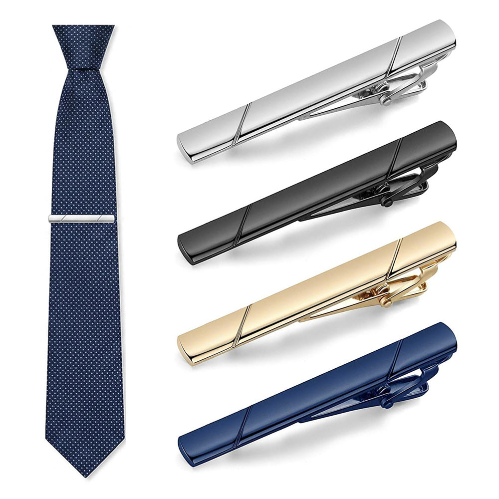 4 Pack Tie Clips for Men Metal Tie Pins with Storage Box