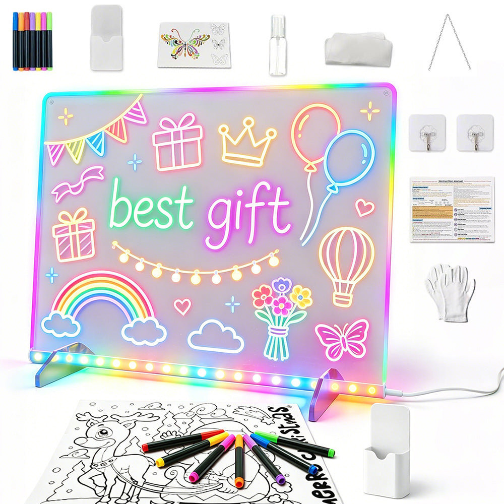 LED Light Up Drawing Board for Little Ones 6 Modes 8 Colors Birthday Gift