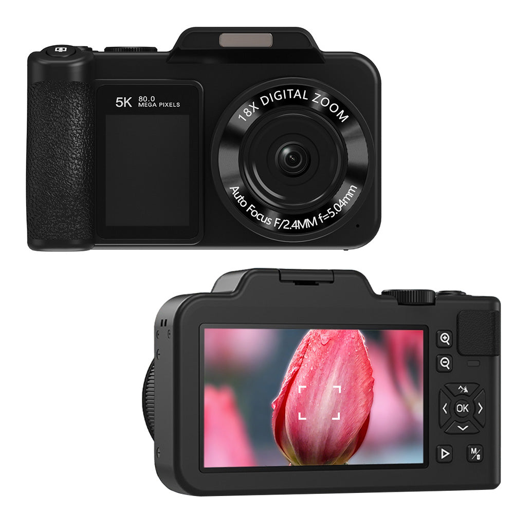 5K Dual Screen Digital Camera 80MP 18X Zoom Autofocus Video Camera