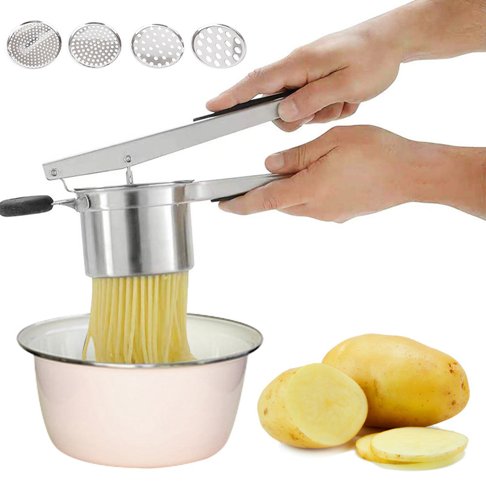 3-in-1 Stainless Steel Potato Ricer & Masher with 3 Interchangeable Discs