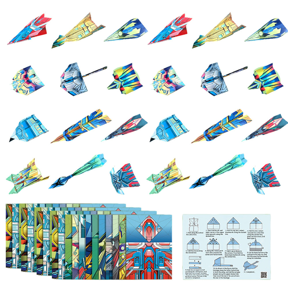 2 Set 3D Origami Paper Airplane Kit 12 Designs 36 Sheets