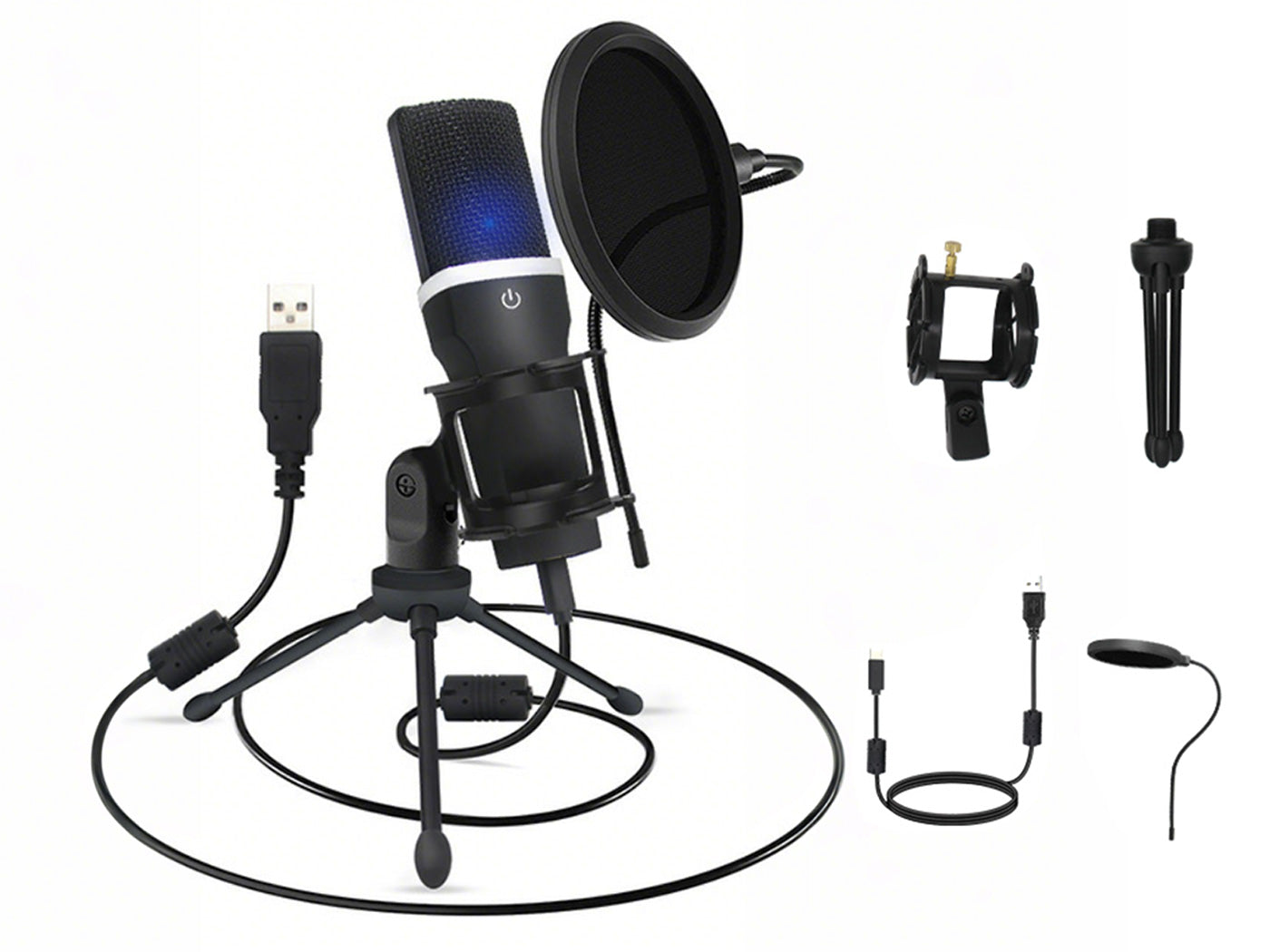 Christmas Gift USB Microphone Computer Condenser Recording Microphones for Laptop Desktop PC