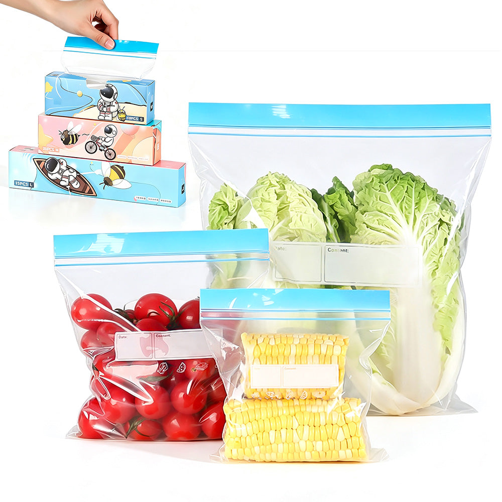 70Pcs Food Storage Bags with Double Zipper Seal Freezer Bags