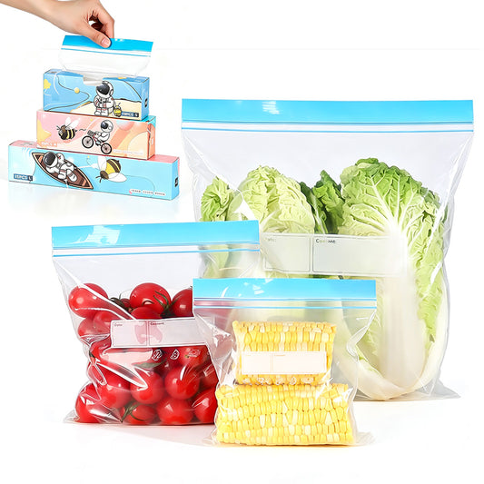 70Pcs Food Storage Bags with Double Zipper Seal Freezer Bags