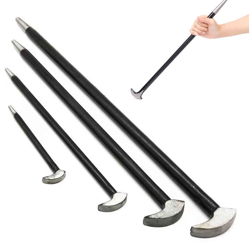 4Pcs Solid Steel Pry Bar Set with Rolled Heel for Heavy-Duty Prying