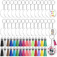 120 Piece Clear Acrylic Blank Keychain Pendant DIY Craft Set
