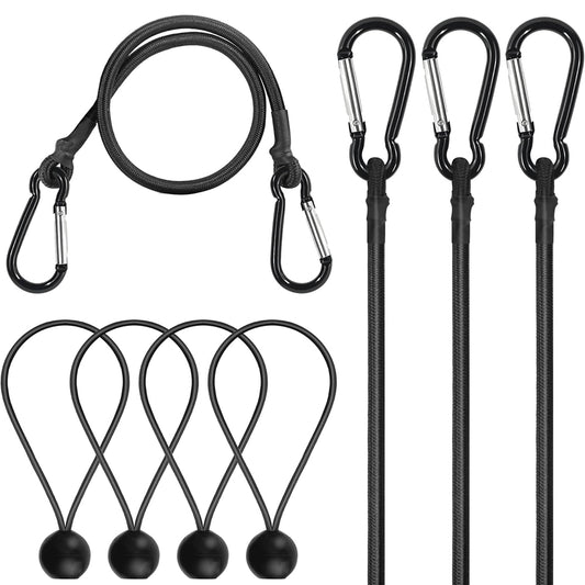 8 Pcs Bungee Cords with Carabiner Elastic Cargo Straps Assorted Lengths