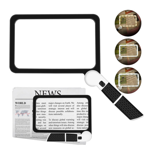 Folding Handheld Magnifying Glass with Light 5X Large Rectangle Reading Magnifier