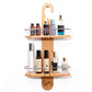 2 Tier Bamboo Shower Caddy with Drain Holes Hanging Organizer for Bathroom