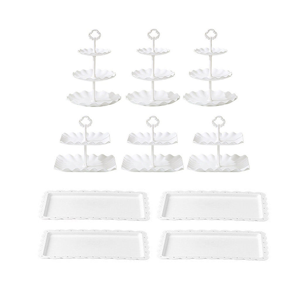 Cake Stand Set with 6 Tiered Cupcake Stands 4 Square Trays for Party Wedding Dessert