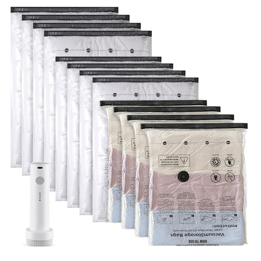 12Pcs Vacuum Storage Bags Set with Electric Pump for Luggage Travel Home Organizer