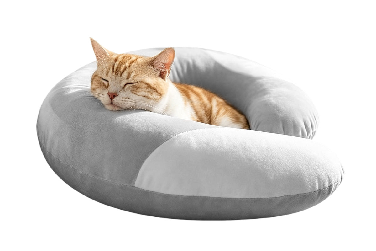 C-Shape Calming Pet Pillow Anxiety Relief Pet Sleeping Cushion for Cats & Small Dogs