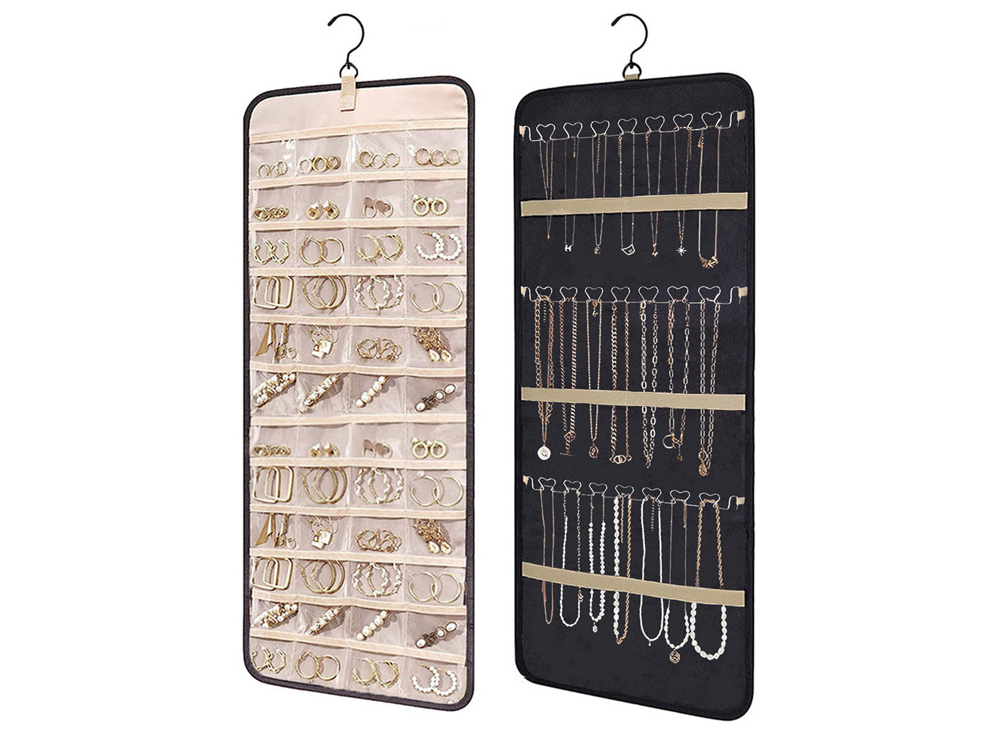 Double Sided Hanging Jewelry Organizer Storage Closet Hanger Jewelry Holder